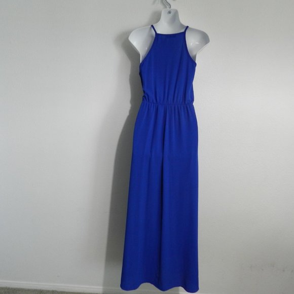 Scobe cobalt blue surplice wrap bodice long maxi dress - Picture 5 of 7